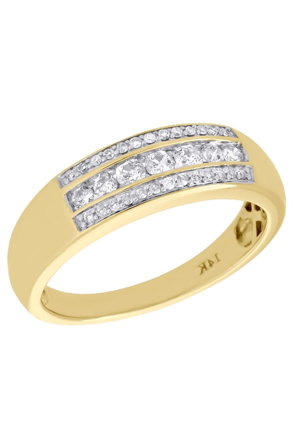 14K Yellow Gold Diamond Wedding Engagement Band Mens Channel Set Ring 1/2 CT.