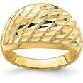 thumbnail image 1 of 14K Yellow Gold Diamond-cut Lattice Pattern Dome Ring - Ring Size 6.5, 1 of 8