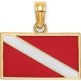 thumbnail image 1 of 14K Yellow Gold Dive Flag With Red & White Enamel Charm (14.7 X 15.95) Made In United States k7077, 1 of 5