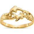 thumbnail image 1 of 14K Yellow Gold Double Dolphins With Waves Ring (Size 6.5) Made In Peru k4551, 1 of 5
