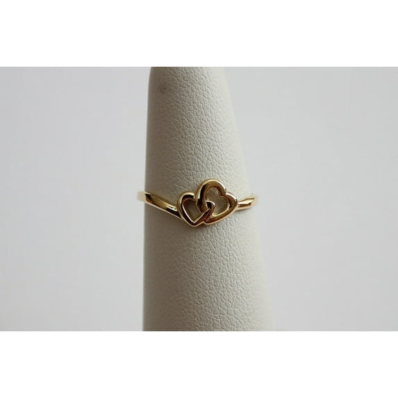 14K Yellow Gold Double Hearts Two Hearts Ring