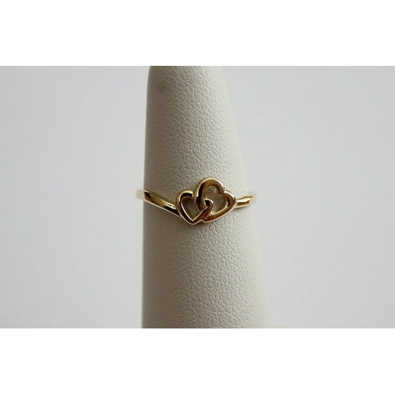 14K Yellow Gold Double Hearts Two Hearts Ring