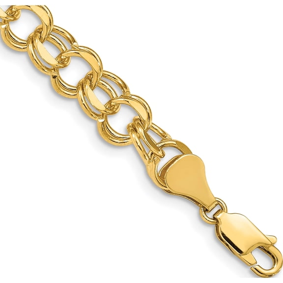 14K Yellow Gold Double Link Charm Bracelet Made In Peru do505-7