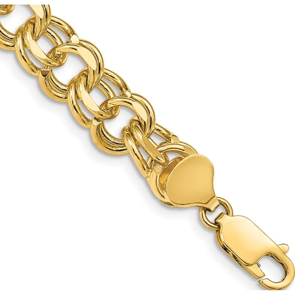 Jewelry by Sweet Pea 14K Yellow Gold 10mm Solid Double Link 8 inch Charm Bracelet