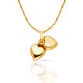 thumbnail image 1 of 14K Yellow Gold Double Plain Heart Charm Pendant with 0.9mm Singapore Chain Necklace - 20", 1 of 4