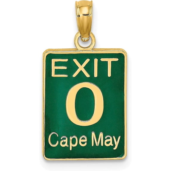 14K Yellow Gold EXIT 0 / CAPE MAY with Green Enamel Charm - 19.8mm