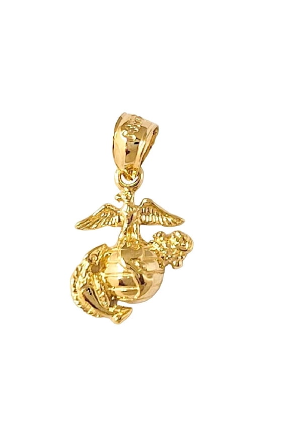 Small 14k Yellow Gold Eagle Globe Anchor Pendant Charm, Made in USA