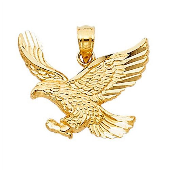 14K Yellow Gold Eagle Pendant - Perfectly Matches With All Pendants - Elegantly Crafted Fine Jewelry - Great Gift for Men and Women - Match with All Apparels for Different Occasion, 13 x 15 mm