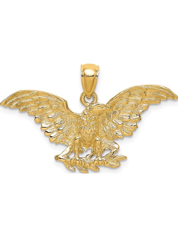 14K Yellow Gold Eagle with Wings Spread Charm