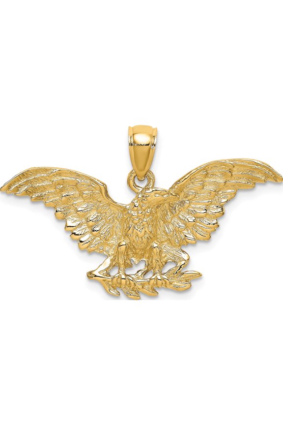 14K Yellow Gold Eagle With Wings Spread Charm (22.9 X 34.8) Made In United States k6525