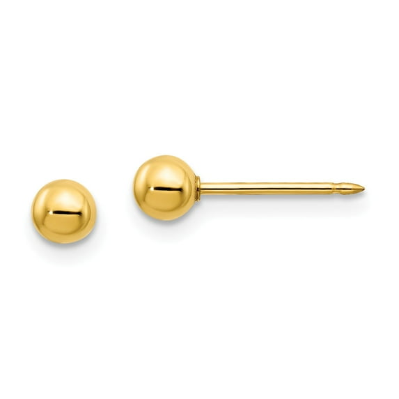 14K Yellow Gold Earring Ball Women'S 4 mm Inverness 4Mm Ball Long Post Earrings