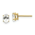 thumbnail image 1 of 14K Yellow Gold Earring Birthstone (04) April Women'S Topaz (White) Oval White 6 mm 4, 1 of 3