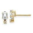 thumbnail image 1 of 14K Yellow Gold Earring Birthstone (04) April Women'S Topaz (White) Oval White Diamond Round 7 mm 3, 1 of 3