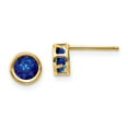 thumbnail image 1 of 14K Yellow Gold Earring Birthstone (09) September Women'S Sapphire Round Blue 5 mm, 1 of 3