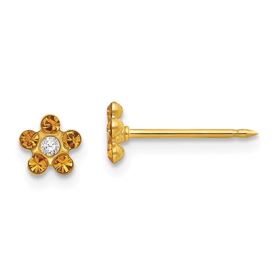 14K Yellow Gold Earring Birthstone (11) November Women'S Crystal 5 mm