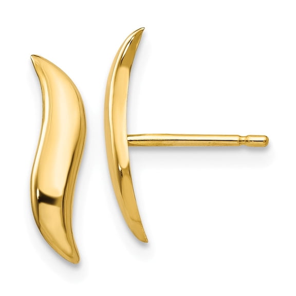 14K Yellow Gold Earring Button Women'S 13 mm 3 Polished Fancy Post Earrings