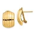thumbnail image 1 of 14K Yellow Gold Earring Button Women'S 17 mm 12 Polished Ribbed Omega Back Post Earrings, 1 of 3