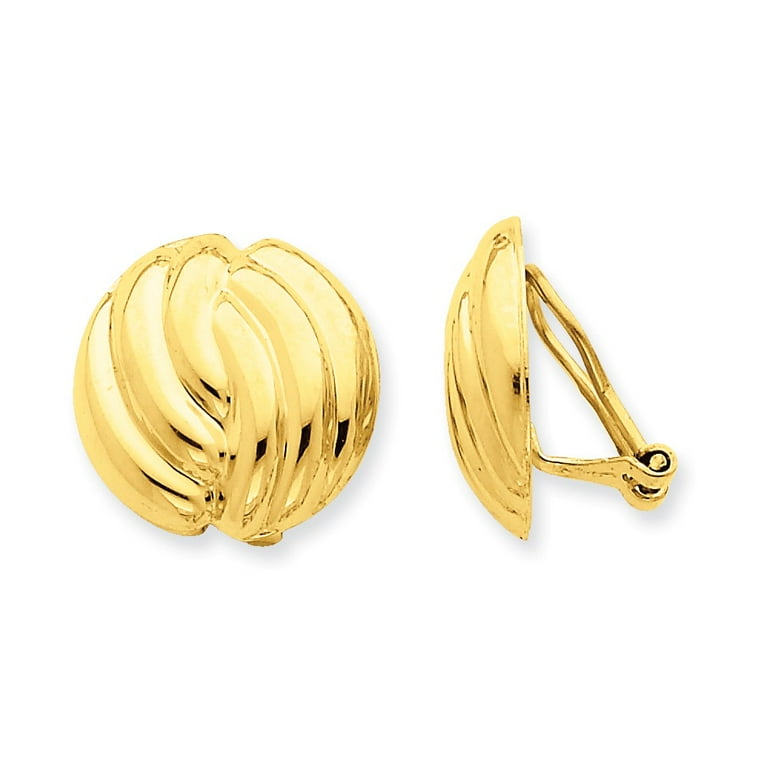 14K Yellow Gold Earring Button Women S 19 mm 18 Omega Clip Polished Non Pierced Earrings Walmart
