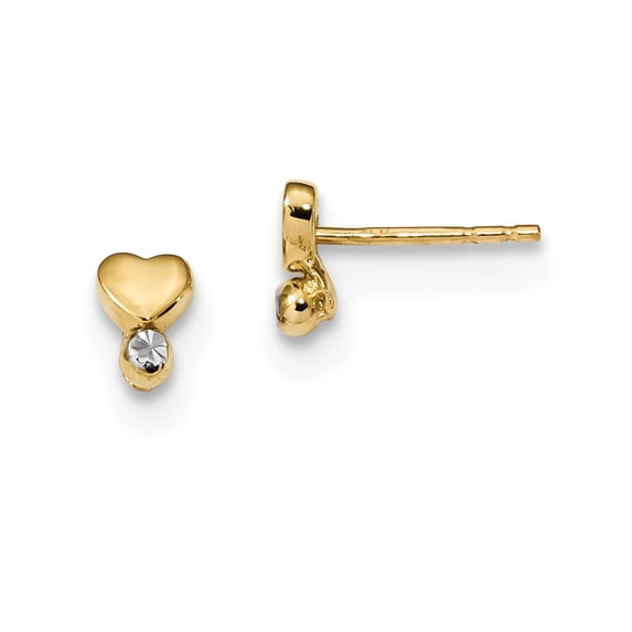 14K Yellow Gold Earring Button Women'S Diamond-Cut 7 mm 4.8