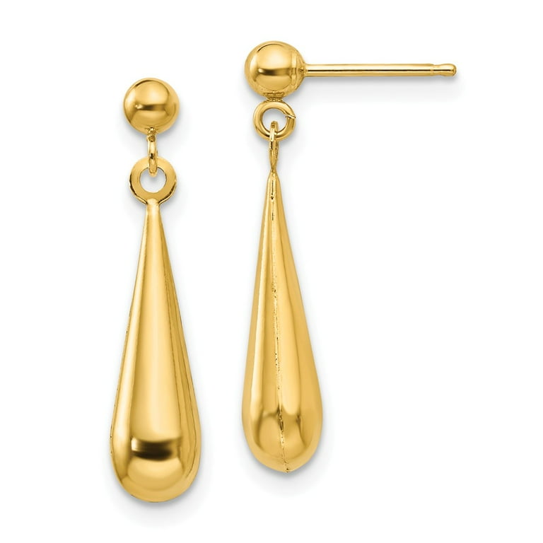 14K Yellow Gold Earring Drop & Dangle Women'S 22 mm 4