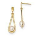 thumbnail image 1 of 14K Yellow Gold Earring Drop & Dangle Women'S 5-6Mm White Rice Freshwater Cultured Pearl Post Earrings, 1 of 2