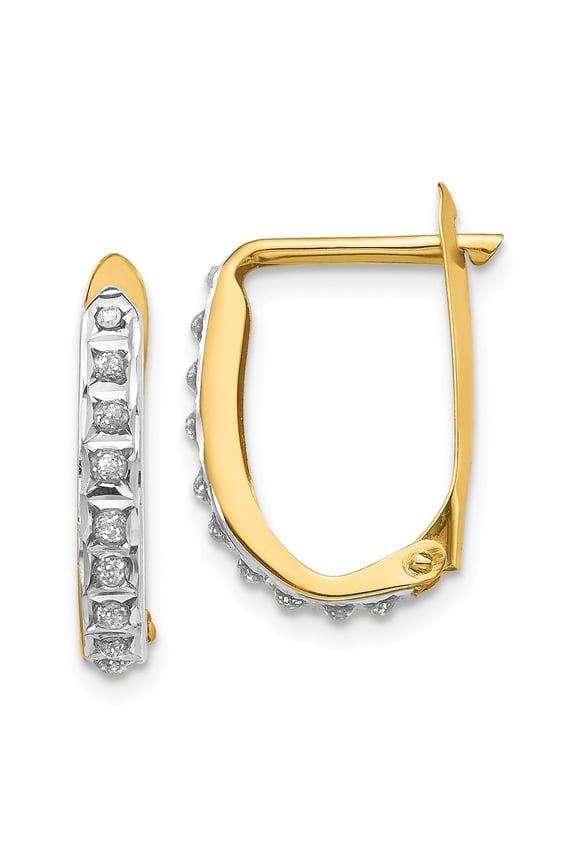 14K Yellow Gold Earring Drop & Dangle Women'S Diamond 16 mm 2