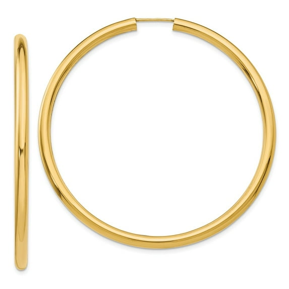 14K Yellow Gold Earring Endless Women'S 55 mm Polished Tube Hoop Earrings