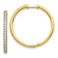 thumbnail image 1 of 14K Yellow Gold Earring Hinged Huggie Women'S Diamond Round 30 mm 31, 1 of 2