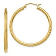 thumbnail image 1 of 14K Yellow Gold Earring Hoop Women'S 29 mm 2.5 Satin & Diamond-Cut 2.5Mm Round Earrings, 1 of 4