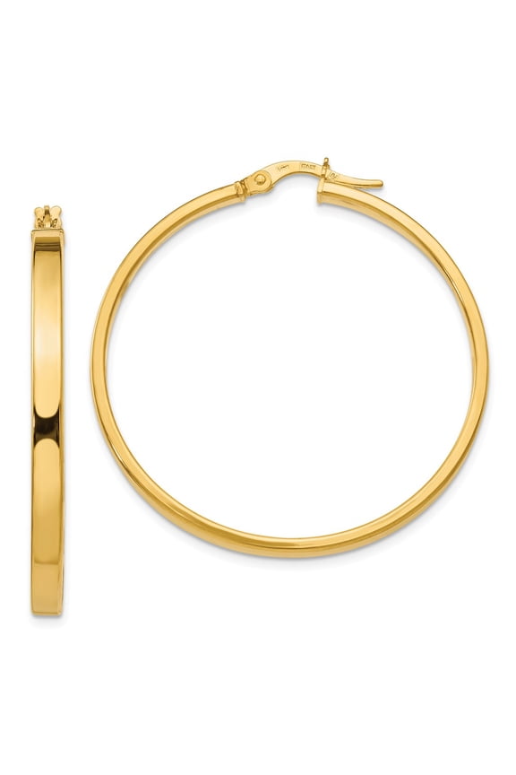 14K Yellow Gold Earring Hoop Women'S 39 mm 38 Polished Earrings