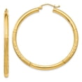 thumbnail image 1 of 14K Yellow Gold Earring Hoop Women'S 45 mm Satin & Diamond-Cut 3Mm Round Earrings, 1 of 4