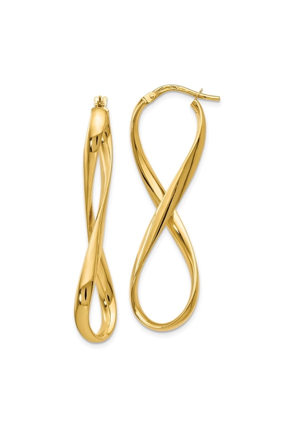 14K Yellow Gold Earring Hoop Women'S 46 mm 13 Polished Infinity Earrings