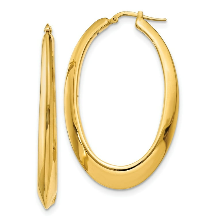 14K Yellow Gold Earring Hoop Women'S 54 mm 35 Polished Earrings