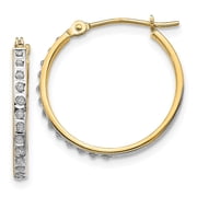 14K Yellow Gold Earring Hoop WomenS Diamond 20 mm 2
