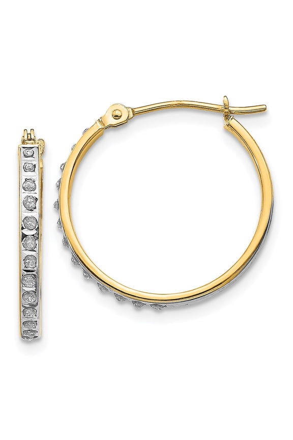 14K Yellow Gold Earring Hoop Women'S Diamond 20 mm 2