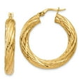 thumbnail image 1 of 14K Yellow Gold Earring Hoop Women'S Tread 32 mm Textured Tube Earrings, 1 of 4