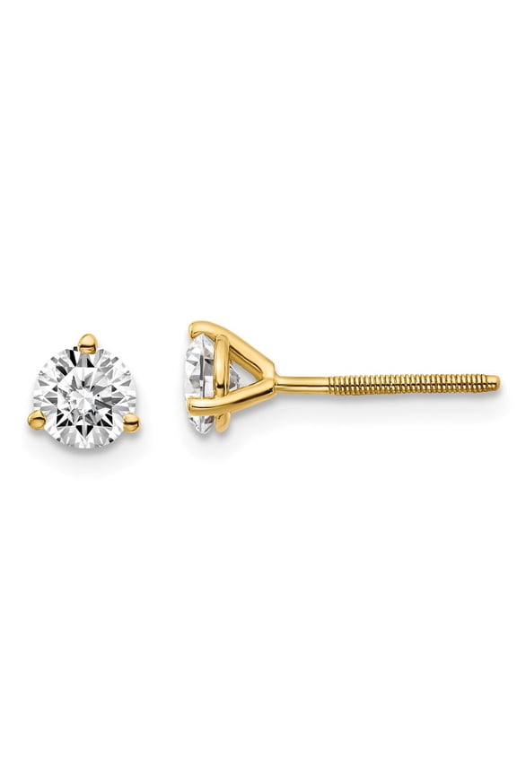 14K Yellow Gold Earring Stud Women'S Diamond Lab Grown Gsi