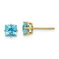 thumbnail image 1 of 14K Yellow Gold Earring Stud Women'S Swiss Blue Topaz Center Stone Mounting Square 6 mm, 1 of 3