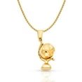 thumbnail image 1 of 14K Yellow Gold Earth Globe Traveler's Charm Pendant with 1.4mm Flat Open Wheat Chain Necklace, 1 of 6
