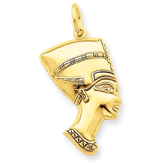 14K Yellow Gold Egyptian Nefertiti Open Back Pendant Charm