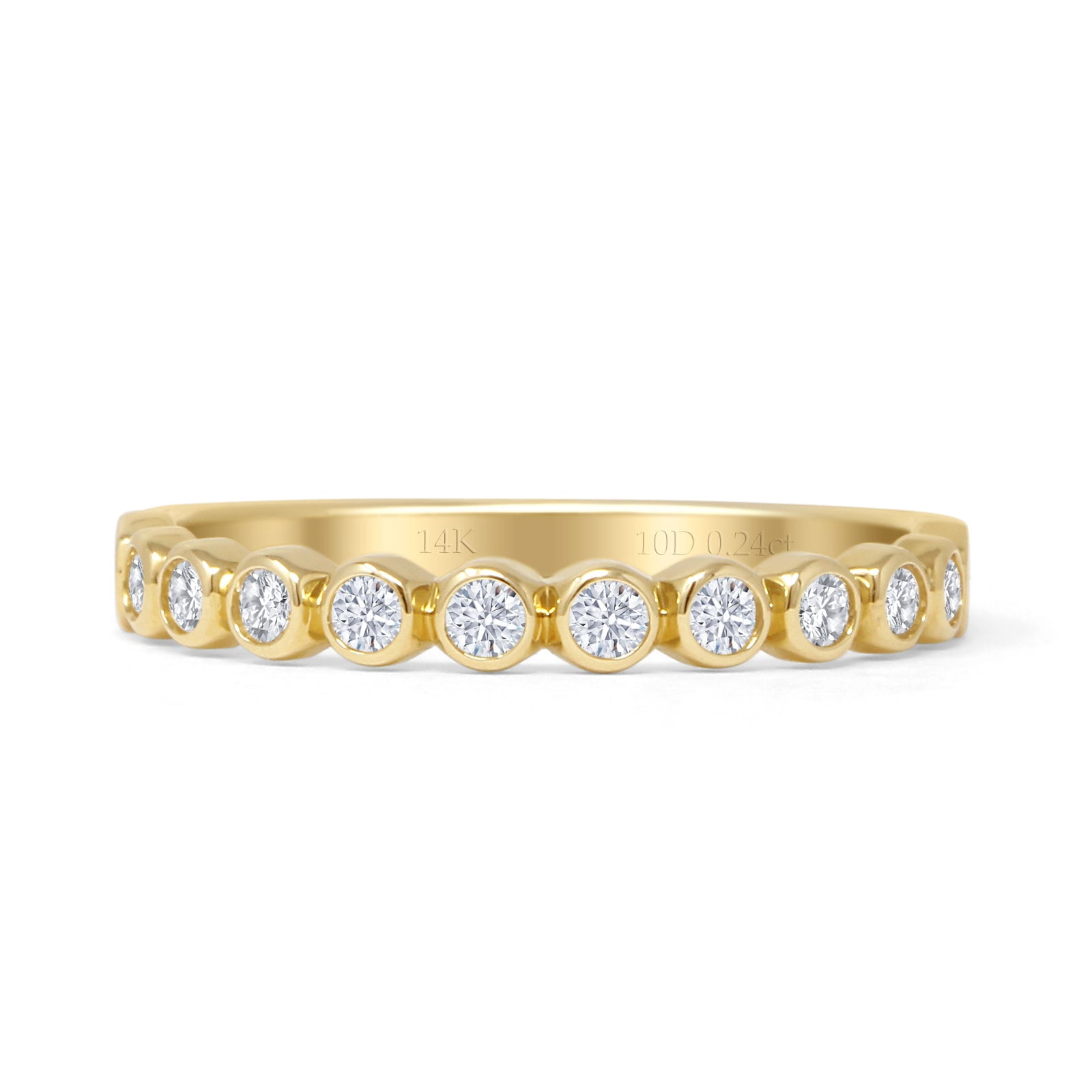 14K Yellow Gold Elegant Half Eternity Round Natural Diamond Wedding ...