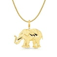 thumbnail image 1 of 14K Yellow Gold Elephant Charm Pendant with 1.5mm Flat Open Wheat Chain Necklace - 24", 1 of 6