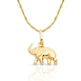 thumbnail image 1 of 14K Yellow Gold Elephant Strength & Luck Charm Pendant with 0.9mm Singapore Chain Necklace, 1 of 6