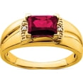 thumbnail image 1 of 14K Yellow Gold Emerald-Cut Created Ruby And Diamond Mens Ringsize 10 (Width 2.1 To 8.3) - Jbsp, 1 of 5