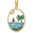 thumbnail image 1 of 14K Yellow Gold Enamel Dolphin Jumping In Beach Scene Charm - 30.65mm, 1 of 6