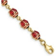 thumbnail image 1 of 14K Yellow Gold Enamel and Resin Ladybug Bracelet - 7", 1 of 5