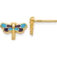 thumbnail image 1 of 14K Yellow Gold Enameled Dragonfly Earrings (7 X 11) Made In Spain ye591, 1 of 5