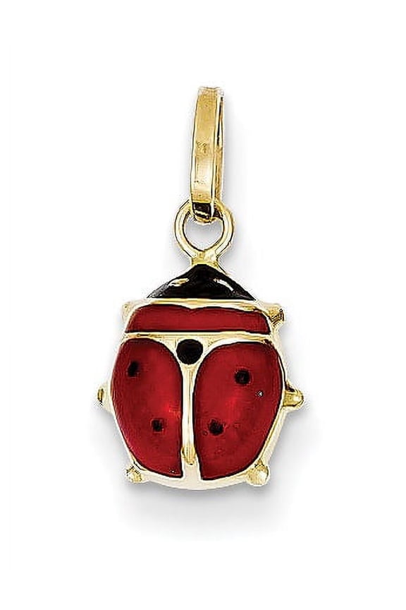 14K Yellow Gold Enameled Ladybug Charm (14 X 7.5) Made In Italy xch216