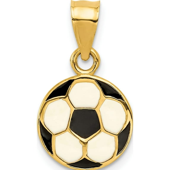 14K Yellow Gold Enameled Soccer Ball Pendant (19 X 11) Made In United States k2088