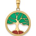 thumbnail image 1 of 14K Yellow Gold Enameled Tree Of Life Pendant (29 X 20) Made In Peru k4271, 1 of 6
